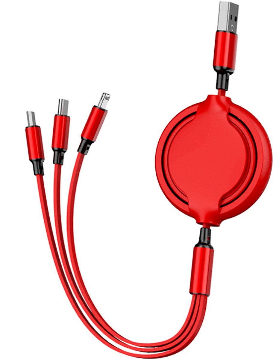 Co2 Telefoonkabel, 3In1 Intrekbare Micro Usb/ Naar Iphone/ Usb-C 0062