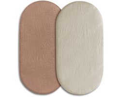 2 Stuks - Hydrofiele Baby Hoeslaken Wieg - Kinderwagen matras - 80x40 cm - Taupe en Bruin EFFEN - Aankleedkussenhoes