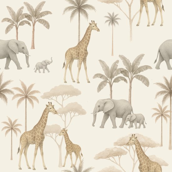Studio Swaai – Fond d'écran Savannah Safari | Beige SW-77-SS01