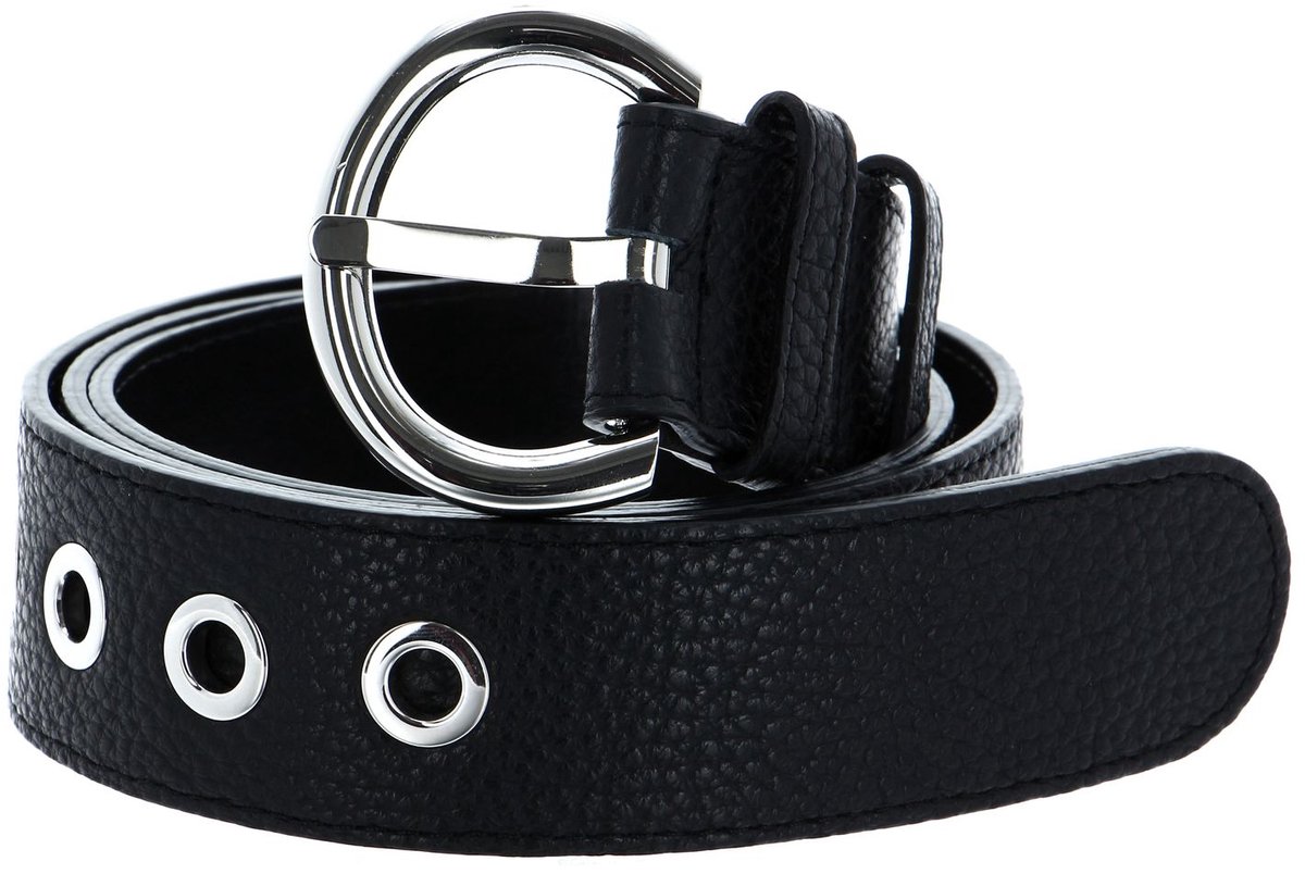 abro Leren riem Leather Adria Eyelets Belt W100 Black / Nickel zwart