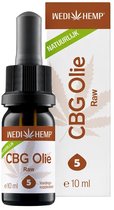WEDI HEMP CBG Olie Raw 5% 10ml flesje met druppelaar en doosje.