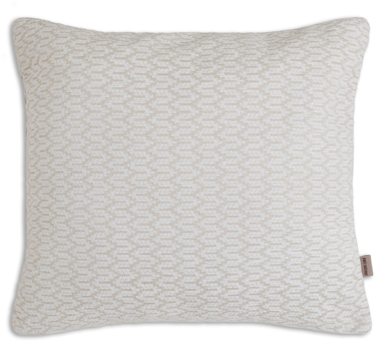 Knit Factory Evita Sierkussen - Vierkant kussen - Kussen woonkamer - Bank kussen - Decoratie kussen - Modern - Beige - 50x50 cm - Kussenhoes inclusief kussenvulling