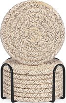 Sous-verres - 8 pièces - Dessous de verre élégants - Sous-verres pour Verres - Magnifique ensemble de sous-verres - Design rond - Antidérapant - Résistant à la chaleur - Cadeau - avec support