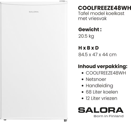 Salora COOLFREEZE48WH - Koelkast tafelmodel vrijstaand - Koelkast - Wit - 80 L van Salora — afbeelding 4