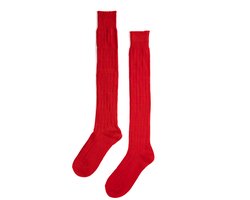 KIMU Sokken Rood Gebreid - Maat 39 40 41 42 43 44 45 46 - Dames Heren Unisex - Rode Lange Kniekousen Voetbalsokken Sportsokken Kniesokken Cheerleader Gebreide Kousen Sinterklaas Kado