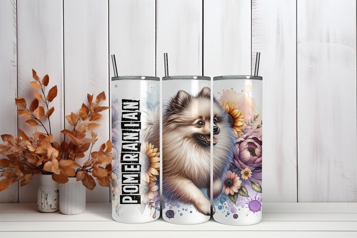 Thermosbeker Pomeranian | 600 ml RVS Tumbler met Rietje | Hondenliefhebbers cadeau
