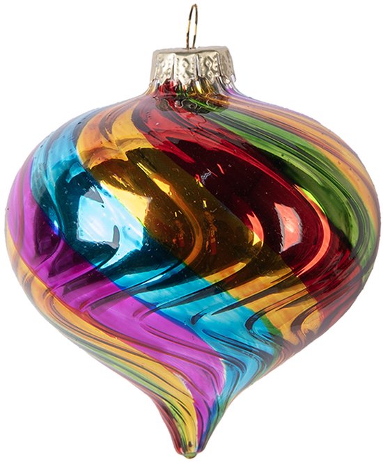 Foto: Clayre eef kerstbal 8x8 cm meerkleurig glas