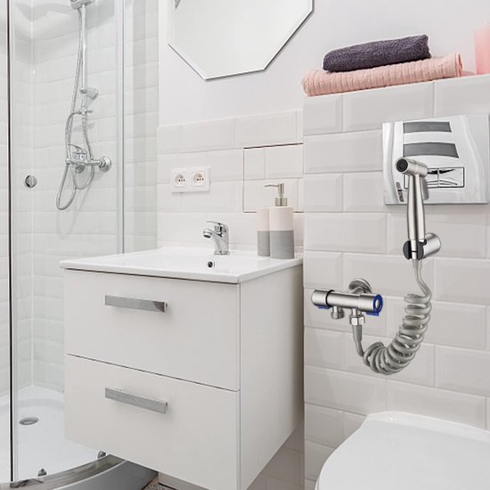 ELINKUME Telescopische doucheslang, flexibele bidet-veerslang, ABS- spiraalslang voor handdouche, toilet, bidet, wastafel, spuitpistool, badkamer, anti-twist, rekbaar (grijs