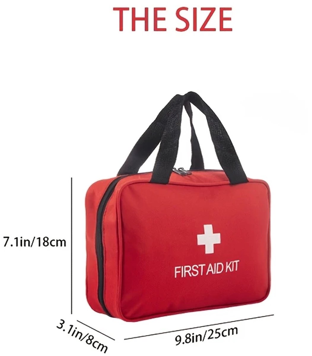 SMH LINE® 186-delig EHBO Kit - Verbanddoos voor thuis, kantoor en in de auto - Verbandtas set - Verbandtas - Verbandtas - Compleet noodpakket - EHBO tas - Verband opbergtas - Care tas - Travel first aid kit - rood – foto 2