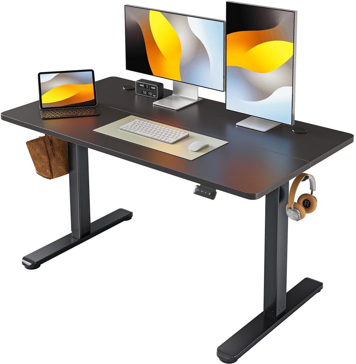 Stunq® Elektrisch verstelbaar sta-bureau met geheugenfunctie en anti-botsingstechnologie Zwart bureau verstelbaar tafel 45 x 120 x 118 cm Zwarte Game tafel
