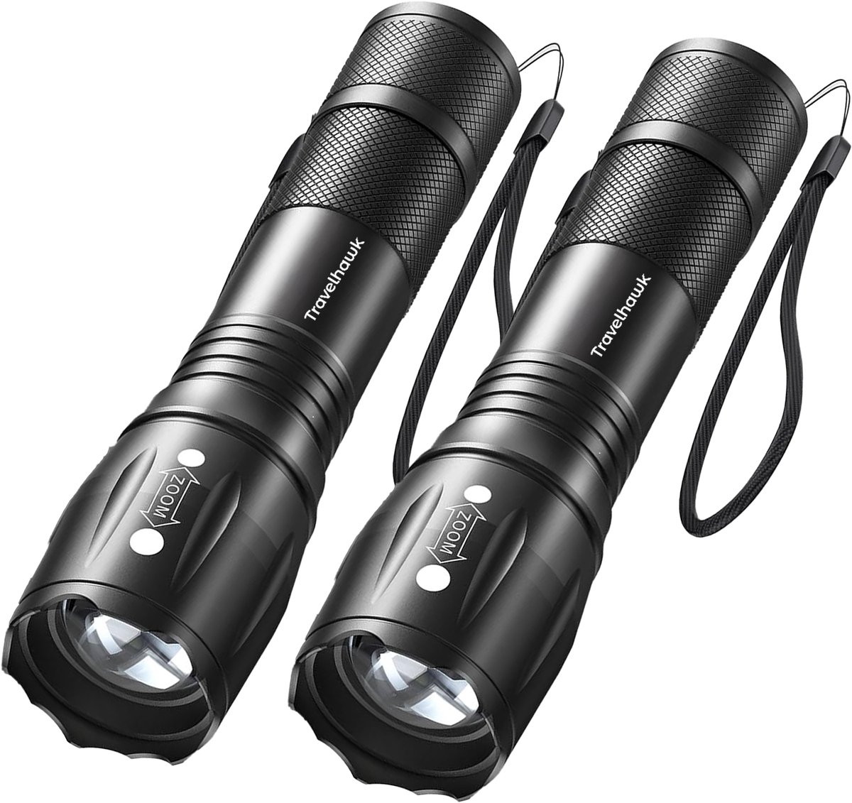Bol.com Travelhawk Zaklamp - Zaklamp Led - Zaklamp Militaire - Zaklamp op Batterijen - 1000 Lumen - Waterproof - 2 stuks aanbieding
