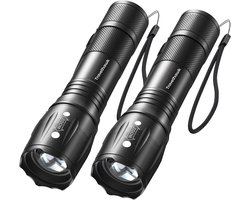 Travelhawk Zaklamp - Zaklamp Led - Zaklamp Militaire - Zaklamp op Batterijen - 1000 Lumen - Waterproof - 2 stuks
