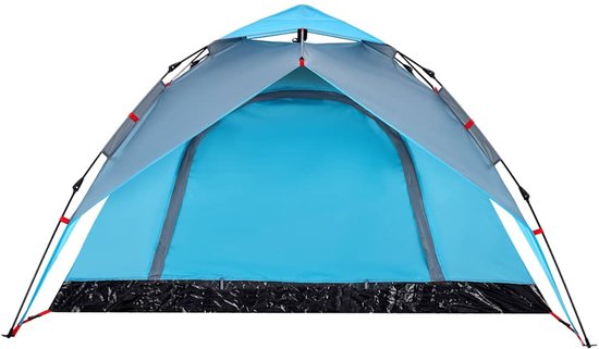 vidaXL Koepeltent - 4-persoons - Snelontgrendeling - Blauw Kampeertent - Familietent - Tent - Buitenleven - Vakantie van Vidaxl — afbeelding 4