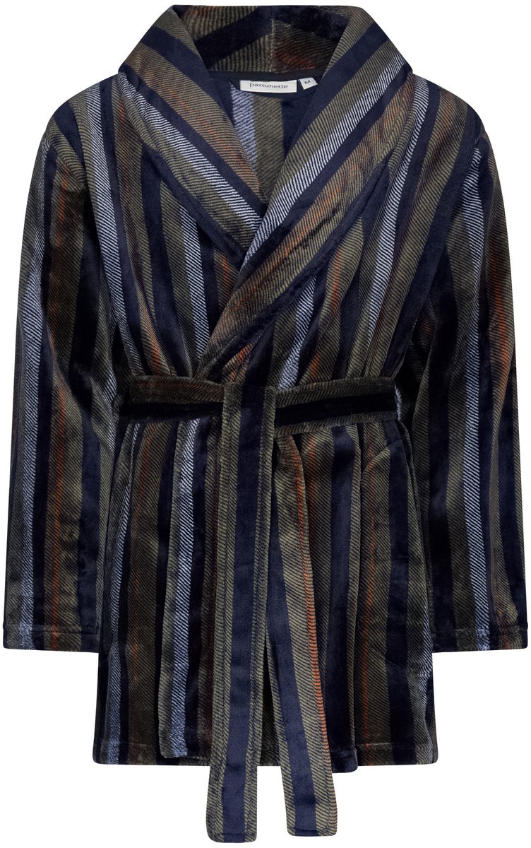 Pastunette - Badjas - Adventure - Kort - Fleece - Blauw Gestreept - Maat 3XL
