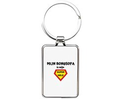 Hacebo® - mijn bonusopa is mijn superheld sleutelhanger rechthoekig - Opa - super bonusopa - sleutelhangers - verjaardag - cadeautje voor opa - opa artikelen - kado - geschenk - rechthoekige sleutelhanger - 3 x 7.8 CM