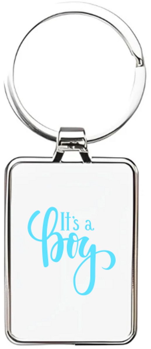 Hacebo® - It's a Boy sleutelhanger rechthoekig - baby's - sleutelhangers - Jongetje geboorte cadeau - Geboorte jongen cadeau - it's a boy kraam cadeau - Cadeau pakket - babyshower - baby - cadeau - rechthoekige sleutelhanger - 3 x 7.8 CM