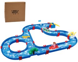 Sproutly Waterbaan - RiverRun - 126 x 88 cm - 69-delig Speelset - Met Sluis, Watergeleider & Amfibieauto - Waterspeelgoed voor Kinderen vanaf 3 jaar