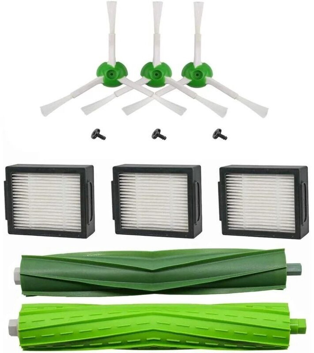 Vervangende Accessoirekit Geschikt voor iRobot Roomba i7 i7+ E5 E6 E7: Zijborstels, Rollenborstels en HEPA Filters