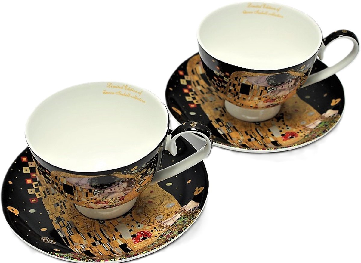 Queen Isabell - Set van 2 porseleinen -kopjes, Kus van Klimt, 250 m