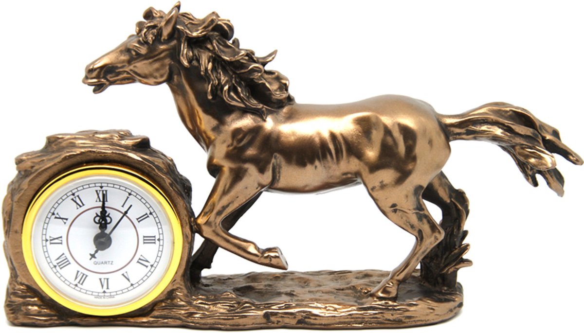 Queen Isabell - Klok - Decoratief staand klokbeeldje galopperend paard - Bruin