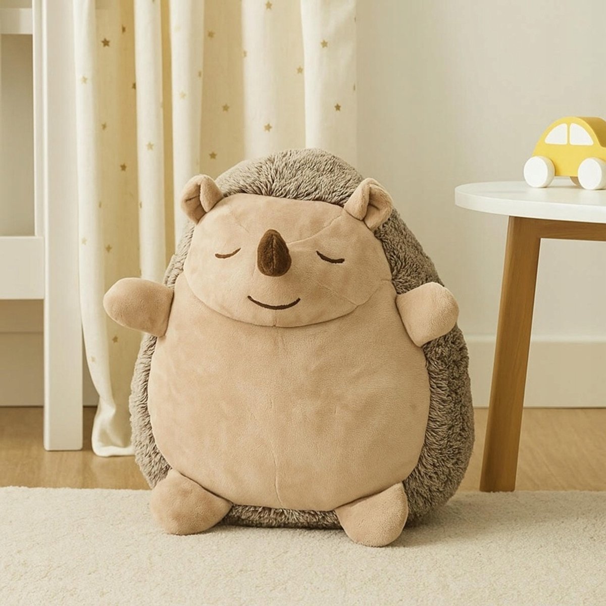 Grote Pluche Egel Knuffel met Dekentje 2-in-1 - Beige/Bruin