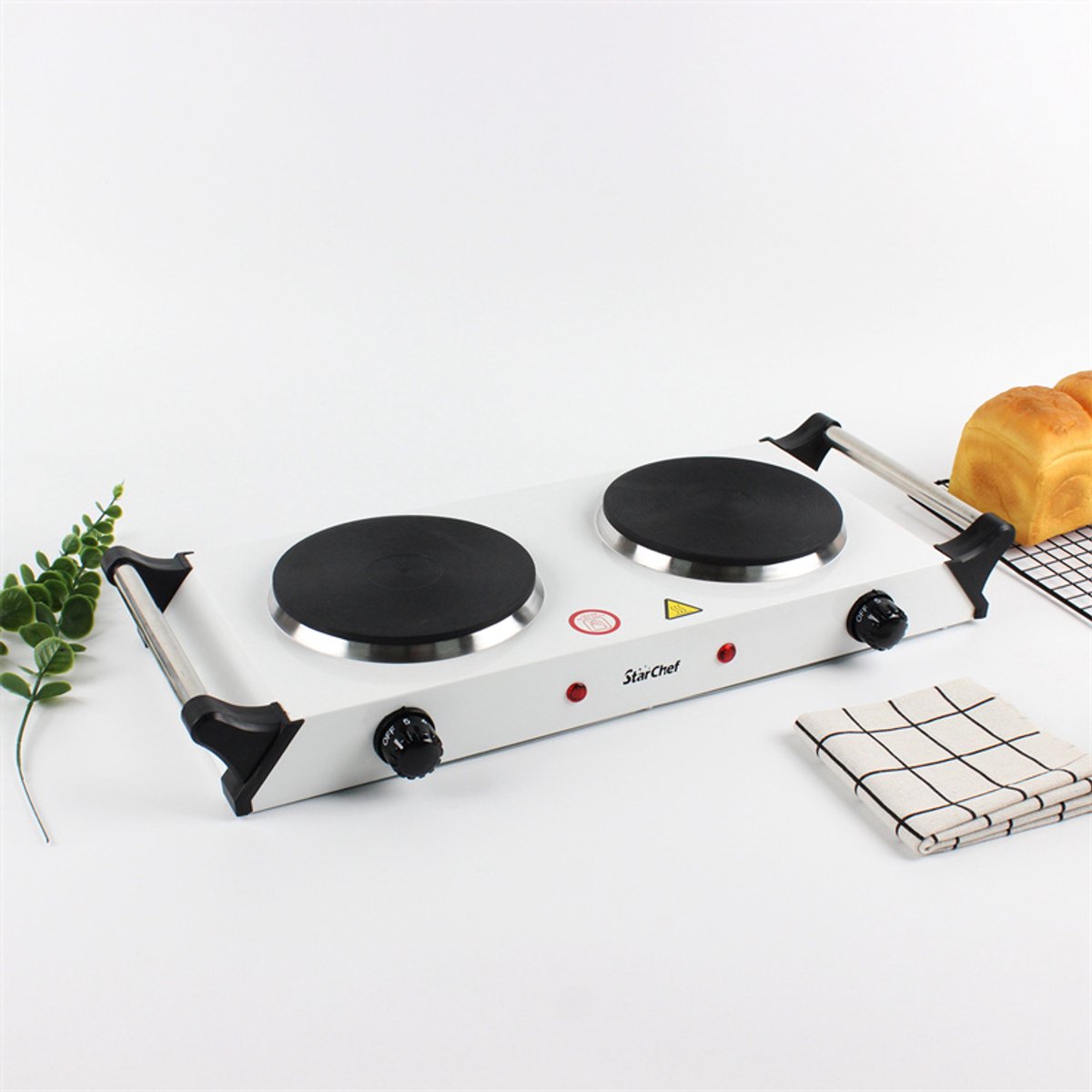 Draagbare Elektrische Kookplaat 2000W – Dubbele Hotplate met Instelbare Temperatuur – Compact, Energiezuinig en Rookvrij – Geschikt voor Alle Pannen – Noorafshan (NA)