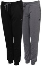 2-Pack Donnay - Stretch Joggingbroek met Elastiek (Jana) - Sportbroek - Dames - Black/Charcoal-marl (1076) - maat 3XL