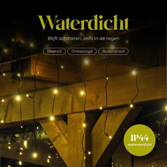 Waterdichte ijspegelverlichting met warme witte LED's, IP44.