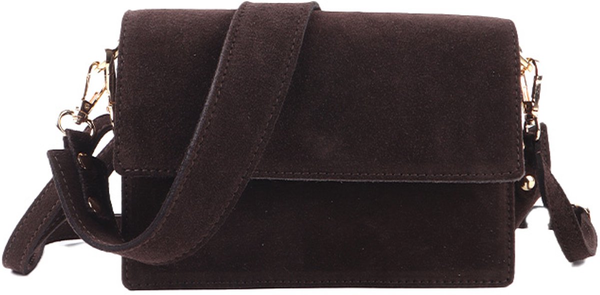 Giuliano lederen schodertas Elowen - Suede - Made in Italy - Koffie