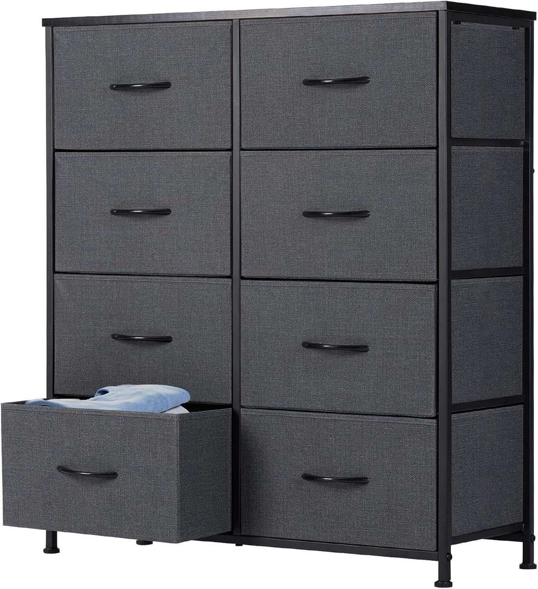 Commode met stoffen laden, sideboard met 8 stoffen laden, ladekast, organisatiemeubel voor keuken, kantoor, hal, tv-kast met laden, middengrijs, HMTM-SC-8D-GR