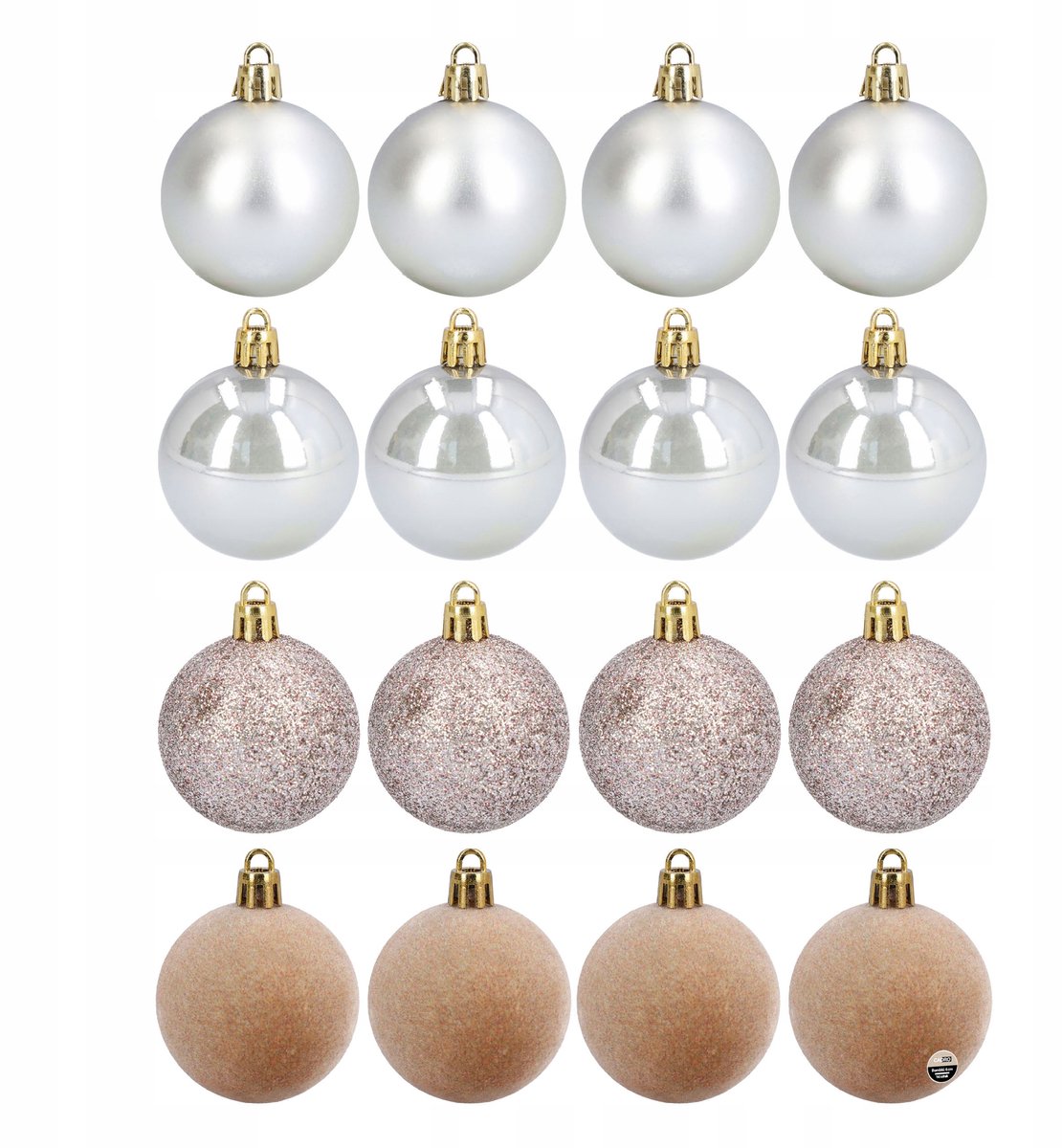 16x Kerstballen 6 cm Onbreekbaar Mat Eikel Glitter Fluweel