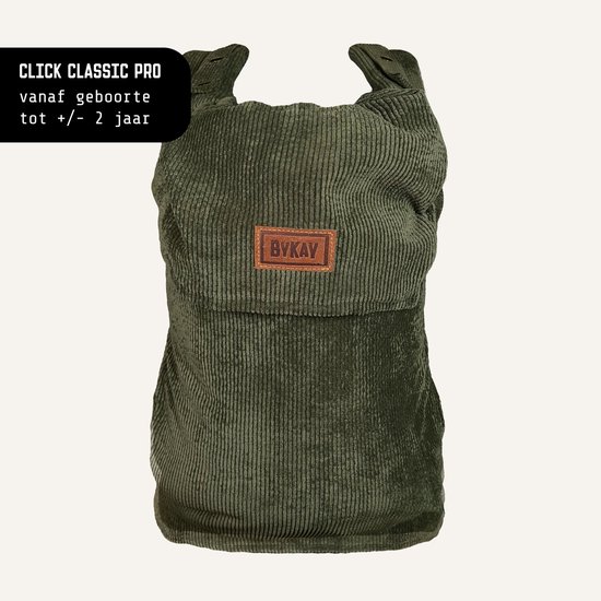 ByKay Click Classic - draagzak baby - ergonomisch - newborn tot 2 jaar - tot 18kg - comfortabel en snel - groen - Rib Moss Green