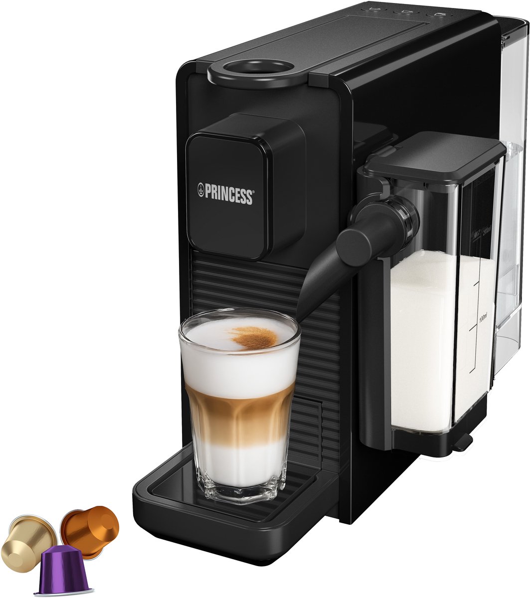 Princess Capsule Koffiemachine met Melkopschuimer - 249455 – Geschikt voor Nespresso – 20 Bar – Espresso, Cappuccino & Latte – Compact – Automatisch Melksysteem - 1400 W — afbeelding 1