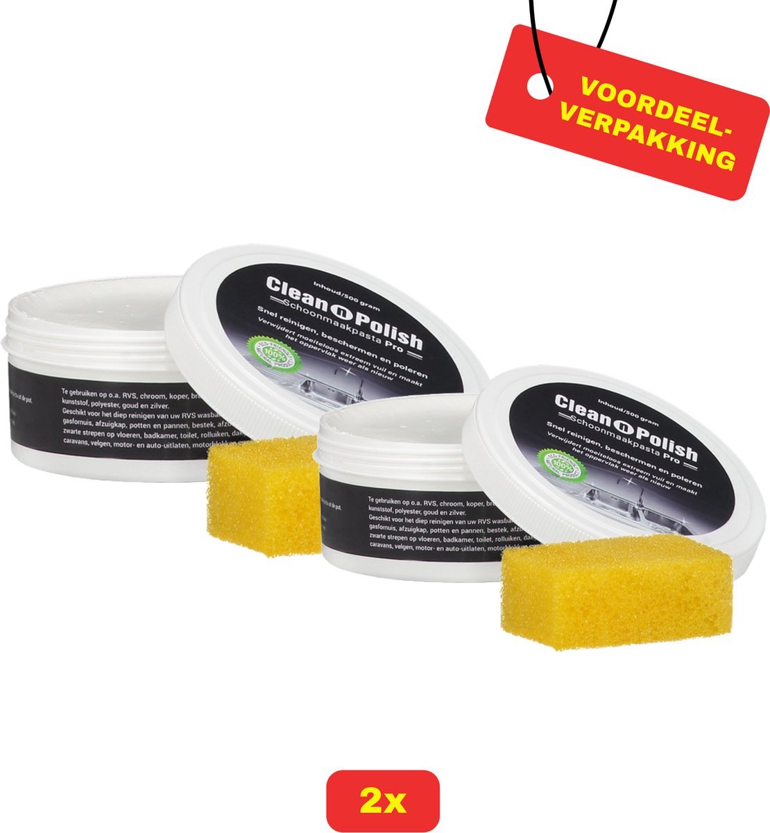 2x Clean & Polish schoonmaakpasta 500g - Voordeelverpakking