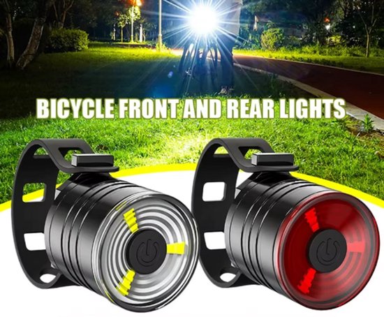 Rieba® Fietsverlichting - Verlichting Fiets - Fietslampjes - Voorlicht & Achterlicht - Fietslamp Set - Verlichtingsset LED - 3 Standen - Koplamp - Achterlamp - Inclusief Batterij - Wit - Rood van Rieba — afbeelding 4