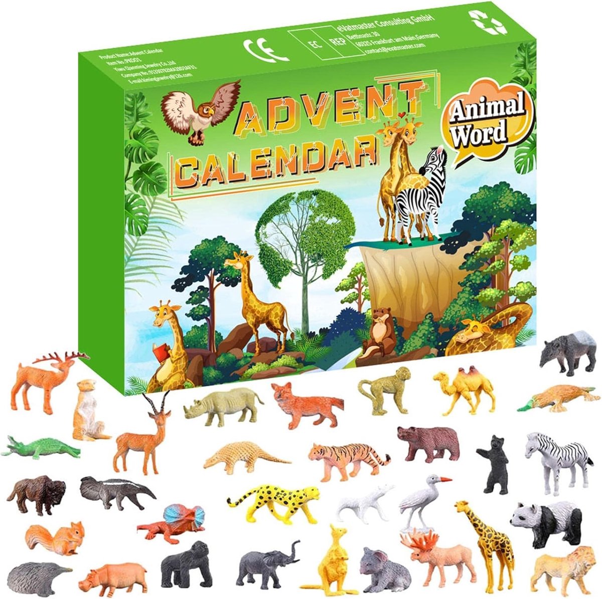 24 Dieren Aftelkalender Set Vrolijk Kerstmis Adventskalender Kerst Huisdecoratie DIY Cadeau Feestartikelen