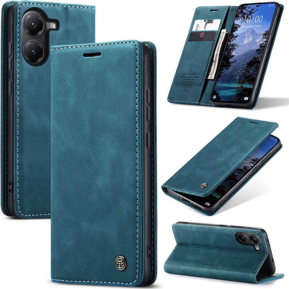CaseMe Magnetische Flip Wallet Case + Screenprotector voor Poco X7 Pro _ Blauw