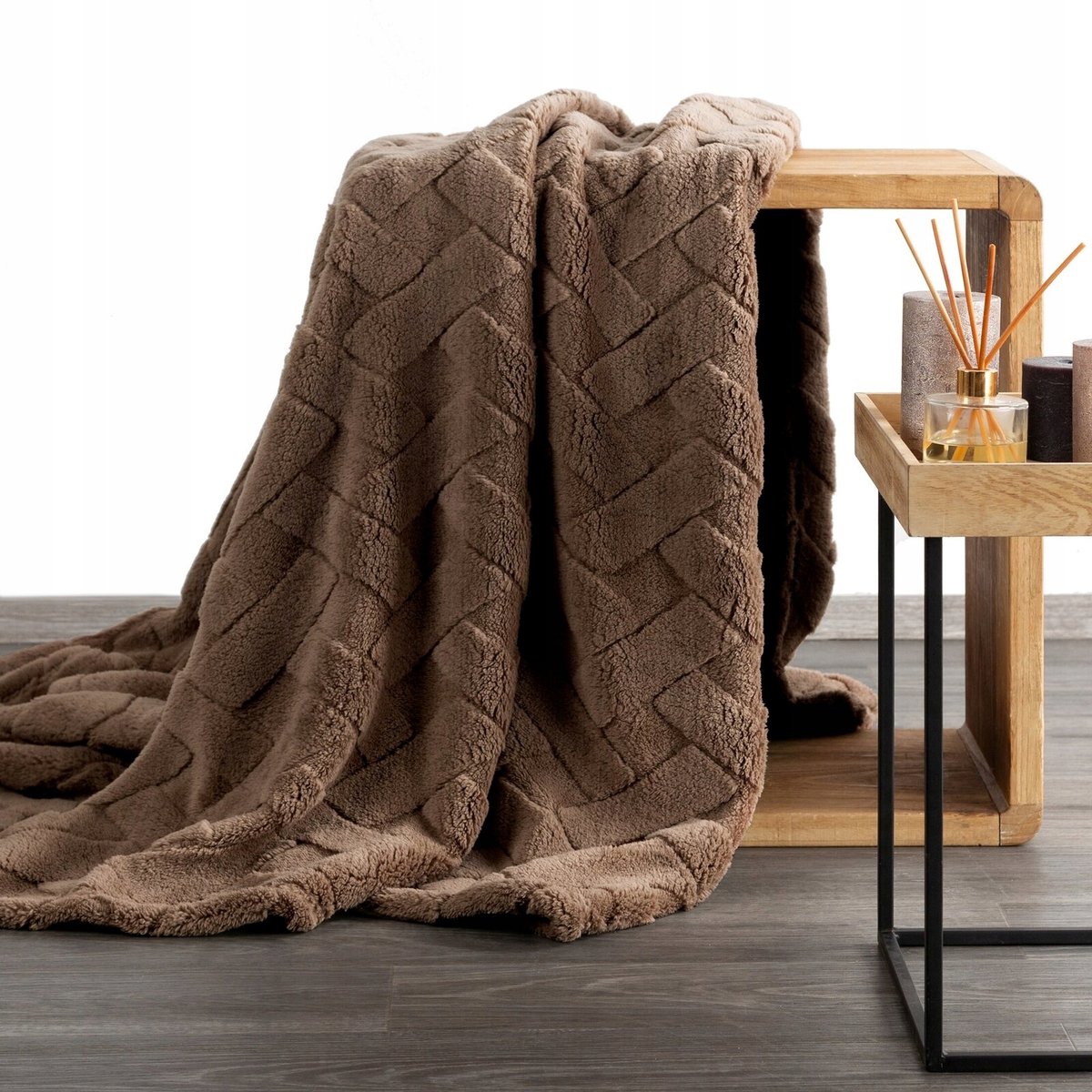 Dikke Caro Pluche Plaid - Donkerbruin 200x220cm - Zacht & Stijlvol