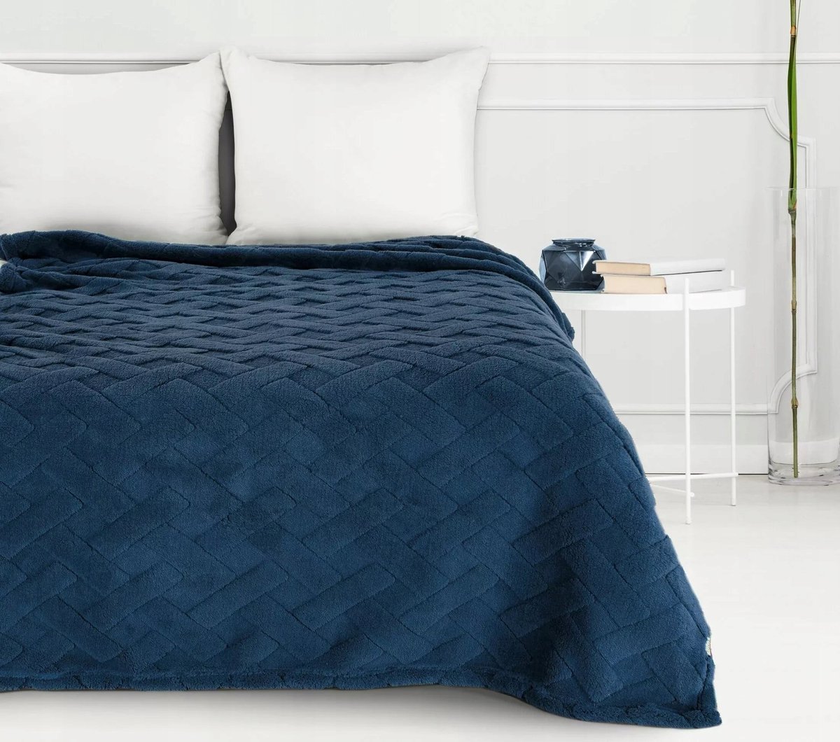 Zachte Flanellen Deken Caro Marineblauw 150x200cm - 3D Ribbel