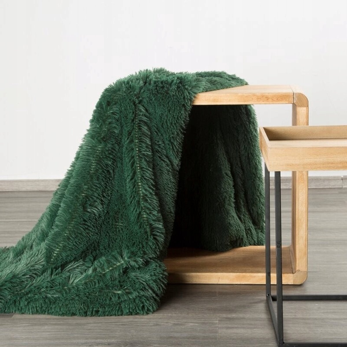 Pluche Dekentje Donkergroen 170x210 cm - Zacht en Stijlvol