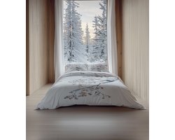 Heckettlane Dekbedovertrek Katoen Satijn Keno - White - 100% Katoen-Satijn - Dekbedovertrek 260x200/220cm - Lits Jumeaux Extra Breed - Yukon