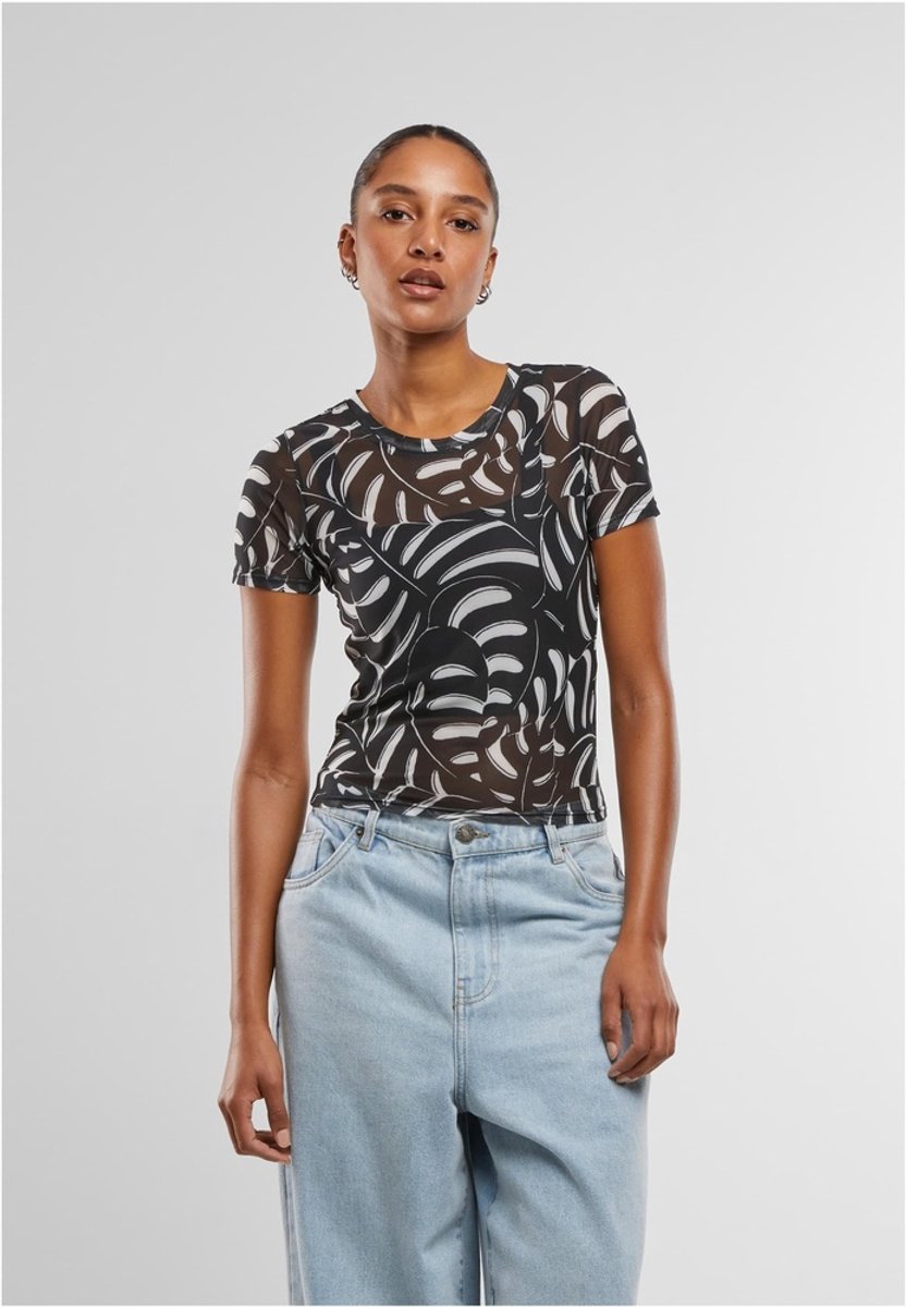 Urban Classics AOP Mesh Top L Zwart