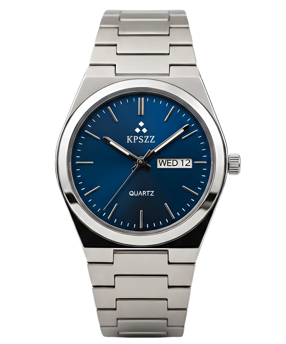 KPSZZ Ardemonte Heren Horloge - 40 mm - Blauwe Wijzerplaat - Premium Roestvrij Staal - Sapphire Glass - Japans Quartz - Betaalbare Luxe
