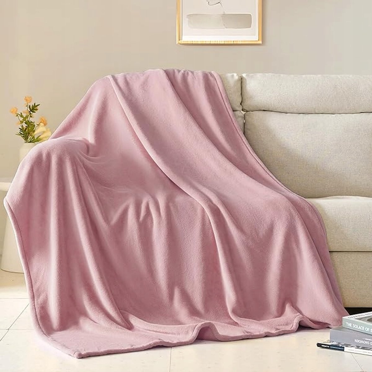 Zachte Pluche Deken 160x200cm - Poederroze Microvezel Plaid
