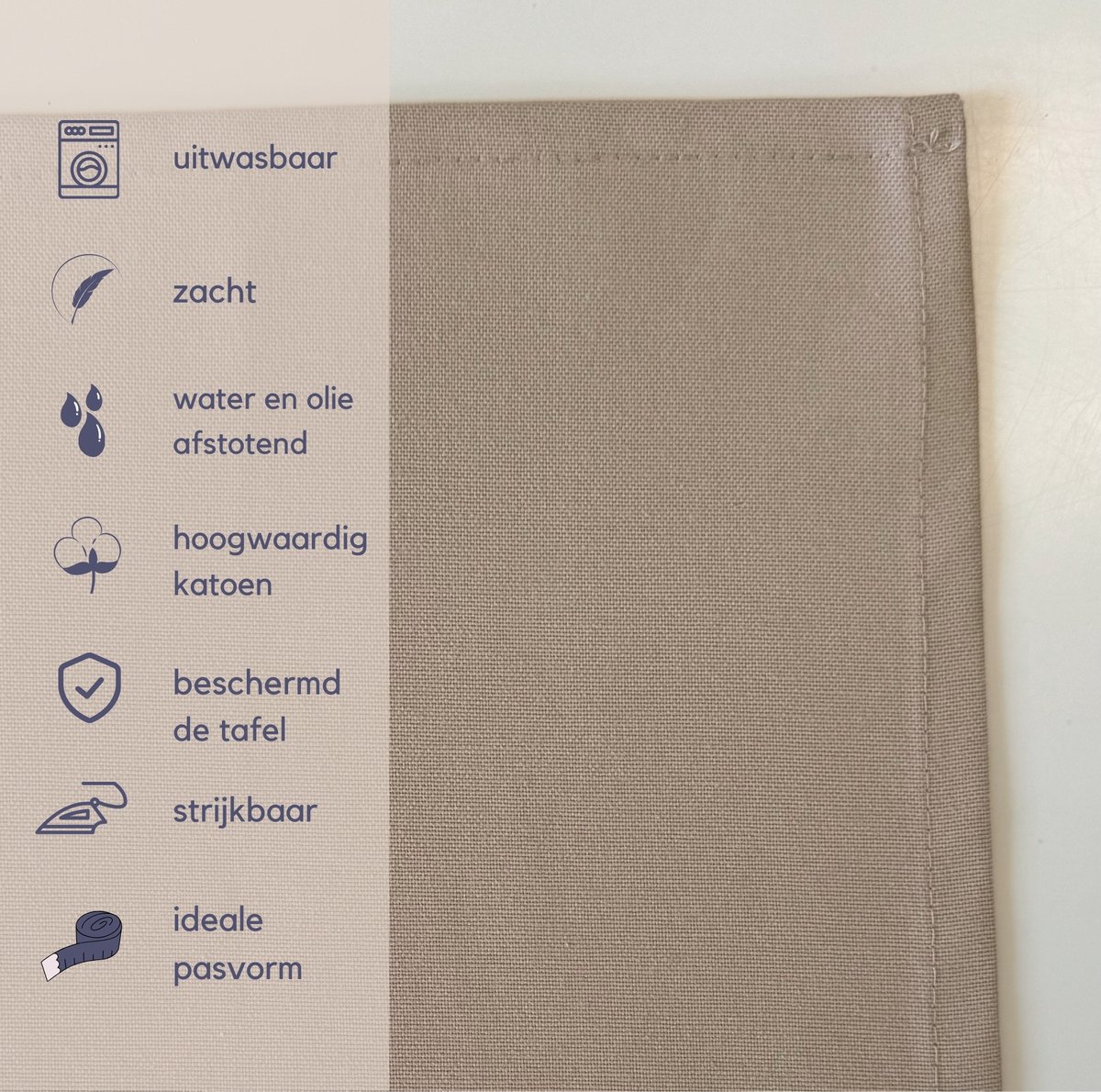 Tavas Servetten - 30 x 30 cm - Set van 4 stuks - Beige - Katoen - Tafeldecoratie — cadeau in Wonen & Interieur - foto 2