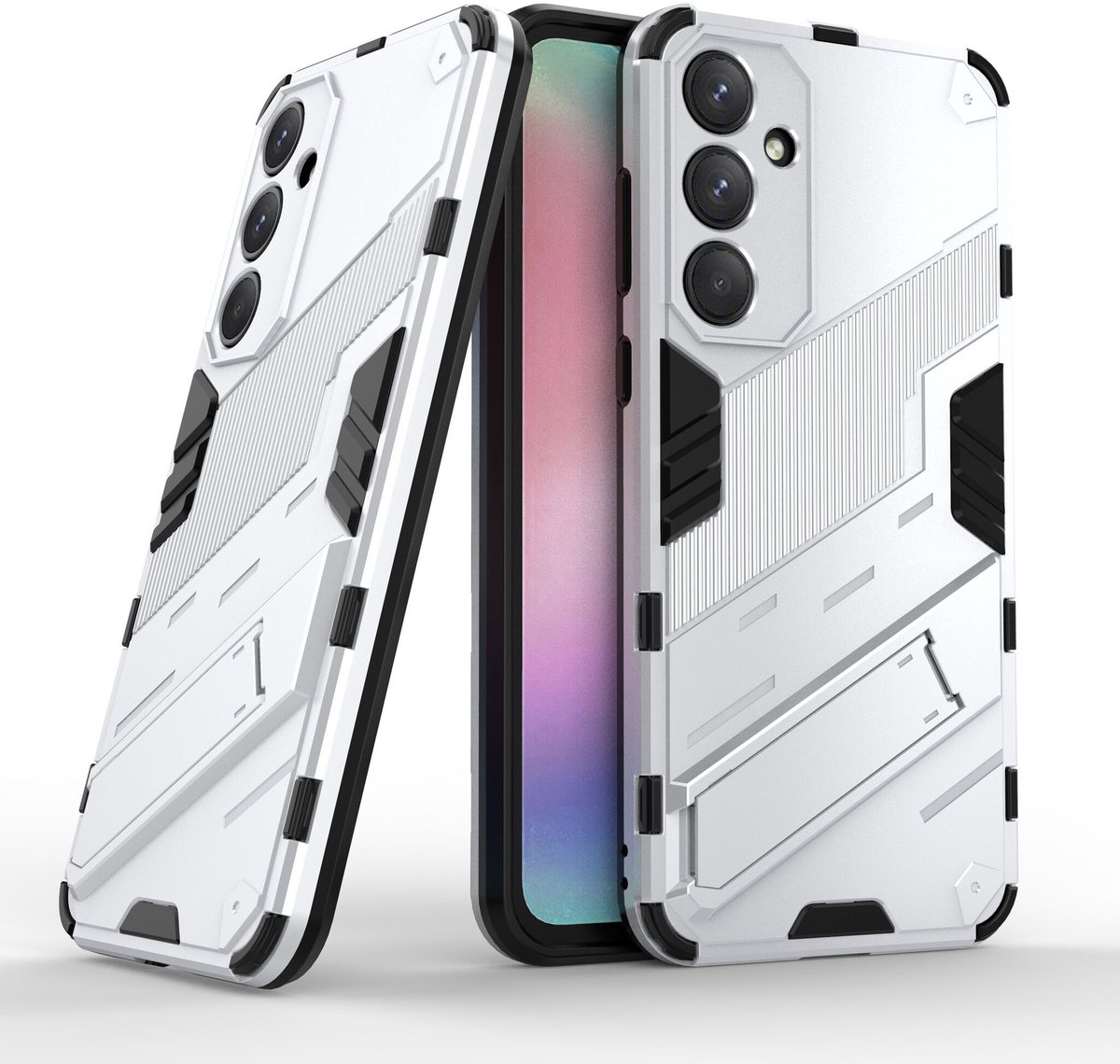 Solidenz StandGuard Xtreme geschikt voor Samsung Galaxy A35 hoesje - Wit