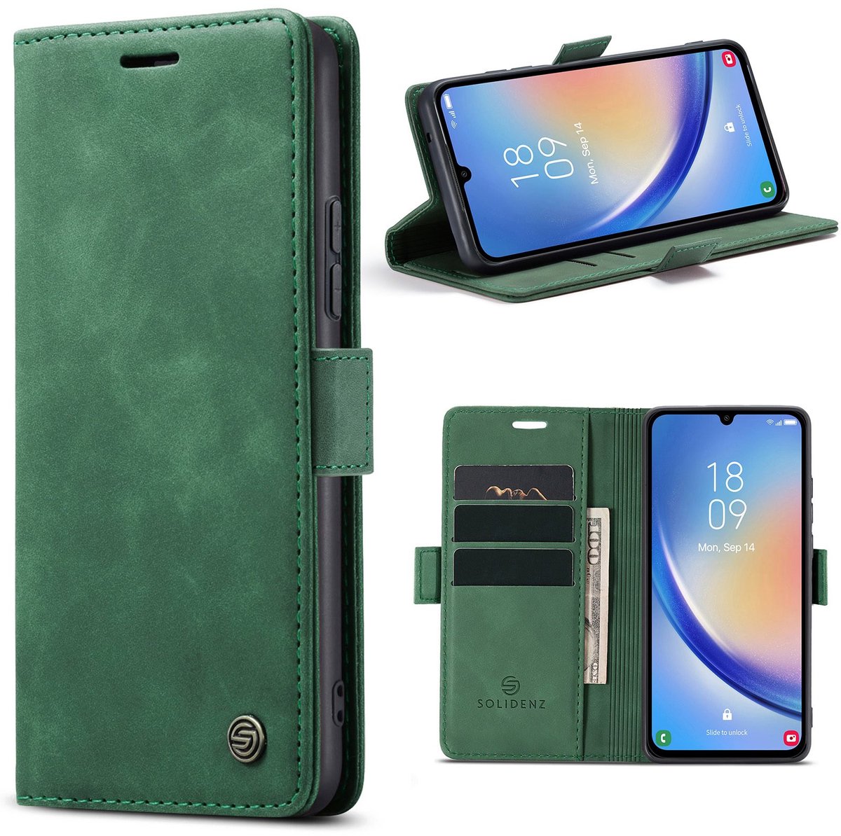 Solidenz Hoesje - Geschikt voor Samsung Galaxy A16 - Urban Book - Groen