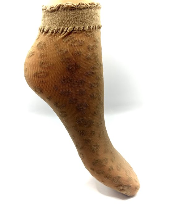 Lot de 2 paires de chaussettes micro-filet Sesto-Senso Fashion 20den - motif panthère - taille unique - beige