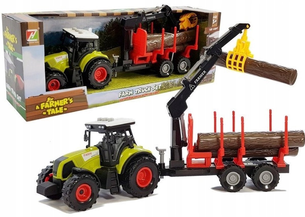 Boerderijspeelgoed tractor met aanhanger, licht en geluid