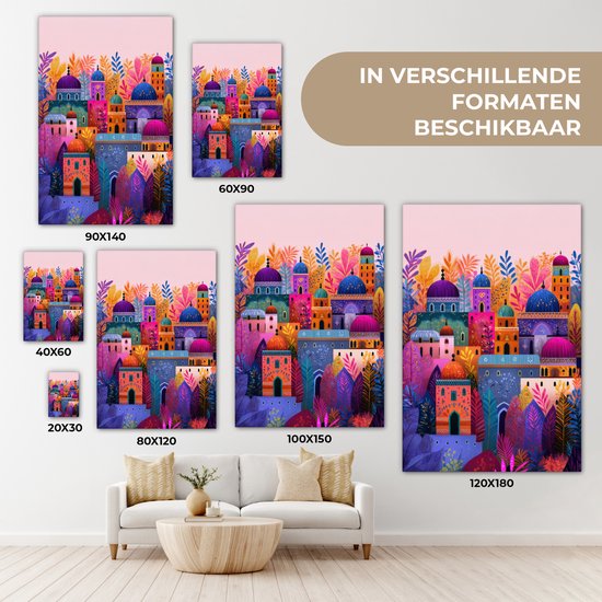 Tableau sur toile 80x120 cm - Décoration murale exclusive - Paradis coloré - Vivant - Islamique - Décoration murale pour salon - Décoration de chambre - Accessoires de chambre - Peintures sur toile